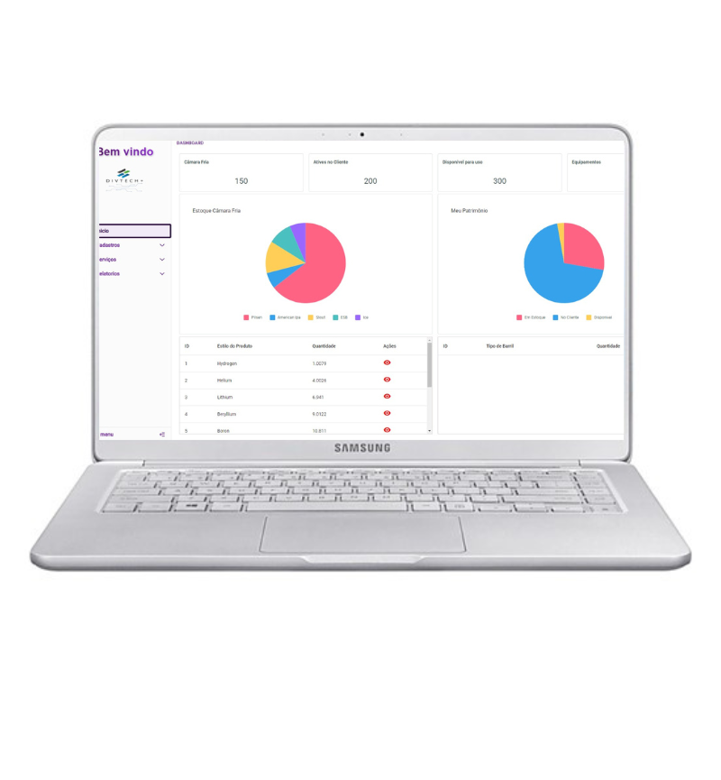 Imagem de uma tela do sistema de gestão DIVTECH
